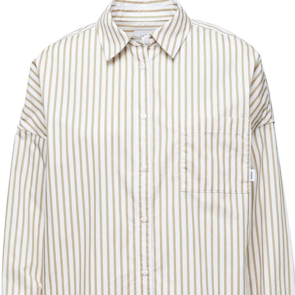 NWT Women's Kemptown Shirt in Sand Pinstripe by Vallier, size M